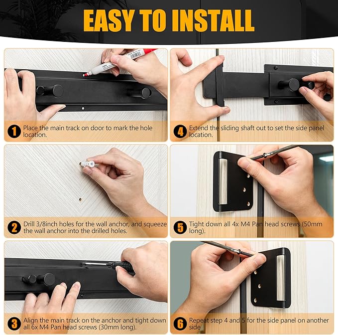 Door Bar Lock - Patented Door Barricade Security Bar - Home Safety Improvement, Door Reinforcement, Childproof, Break-in Prevention - Premium Grade Steel Door Mount for 34''-45'' Wide Doors