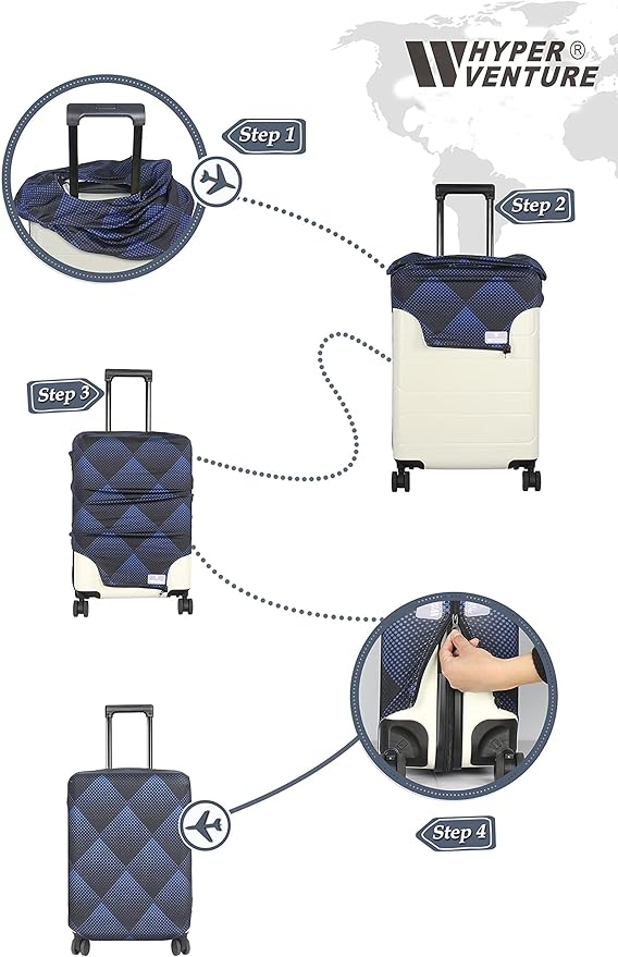 HYPER VENTURE Washable Luggage Cover - Fashion Suitcase Protector Fits 23-26 Inch Luggage (Color Dots, M)