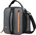 MIER Expandable Lunch Bag Insulated Lunch Box for Men to Work Travel Portable Lunchbox Bags with Shoulder Strap and Water Bottle Holder(Grey/Orange)