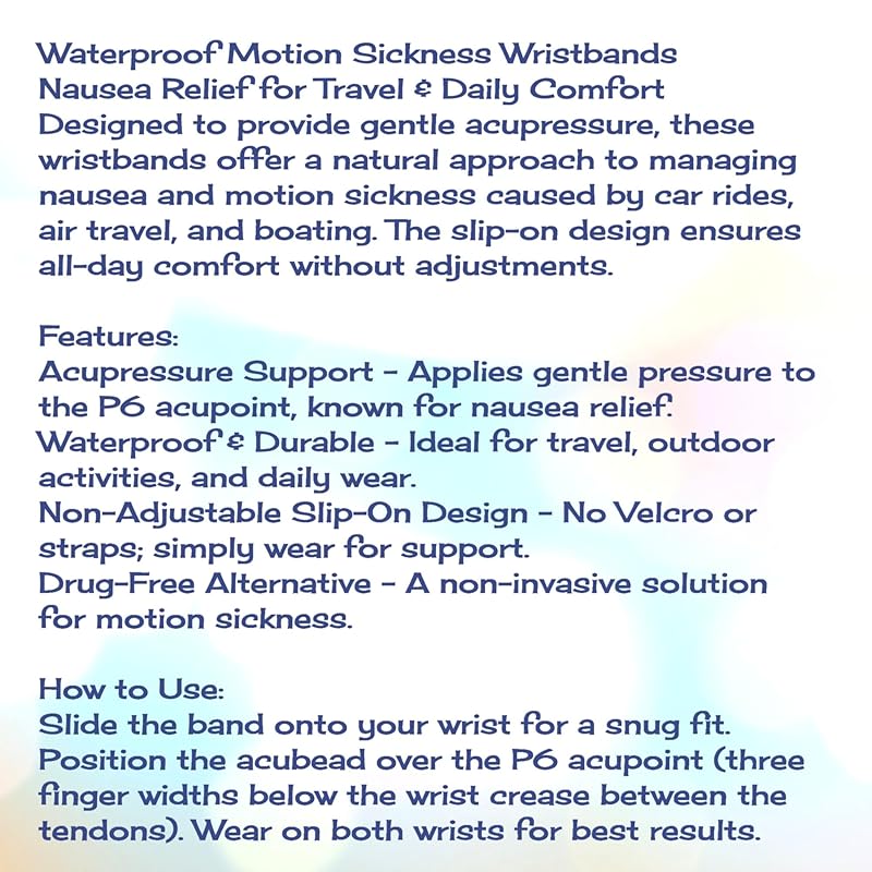 Motion Sickness Relief Acupressure Wristbands for Kids and Adults – Waterproof, Slip-On, Nausea Relief, Motion Sickness, Travel (2 Pack) (Rose, Medium 7)