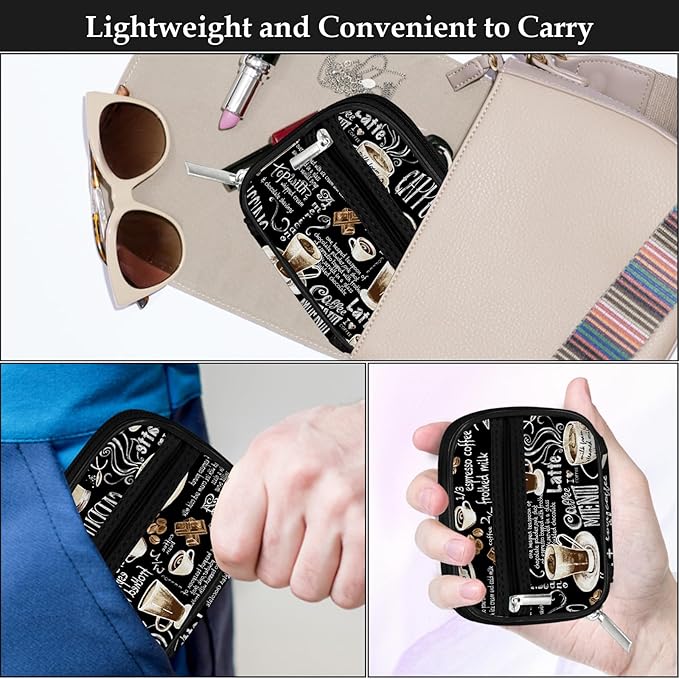 Serfeymi Weekly Travel Pill Organizer Pill Case for Purse with Removable 7 Day Pill Box, Fashionable Travel Medicine Organizer Pill Container for Medicine, Vitamin, Supplement - Black 02 + Pill Box