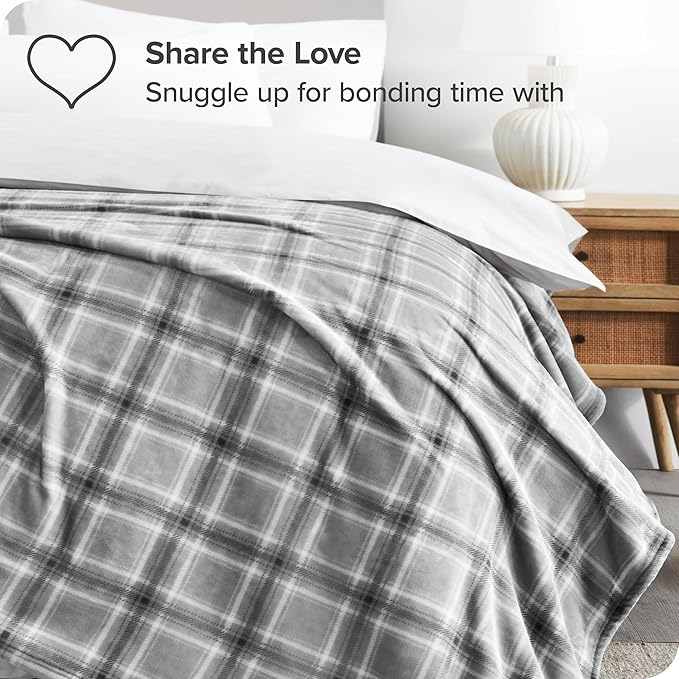 Bare Home Fleece Blanket - King Size - Ultra-Soft Lightweight for Bed, Sofa, and Couch - Luxury Microplush - Cozy Warm Blanket (King, Tartan Plaid)