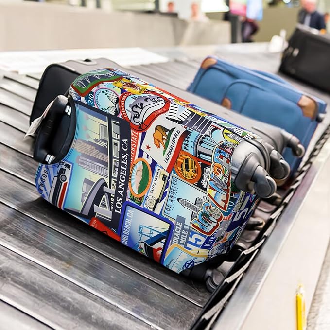 HYPER VENTURE Washable Luggage Cover - Fashion Suitcase Protector Fits 18-22 Inch Luggage (Travel Location, S)