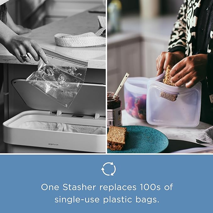 Stasher Premium Silicone Reusable Food Storage Stand-Up Mini Bag, Coral, Microwave, Sous Vide, Dishwasher, Oven and Freezer Safe, BPA Free, Leak-free, Eco-friendly, 28 Oz