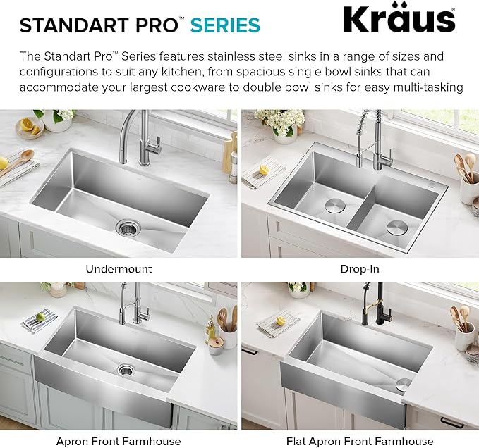 Kraus KHU101-24L Standart PRO 24-inch Undermount 16 Gauge Single Bowl Laundry and Utility Sink, 24 Inch, Tight Radius