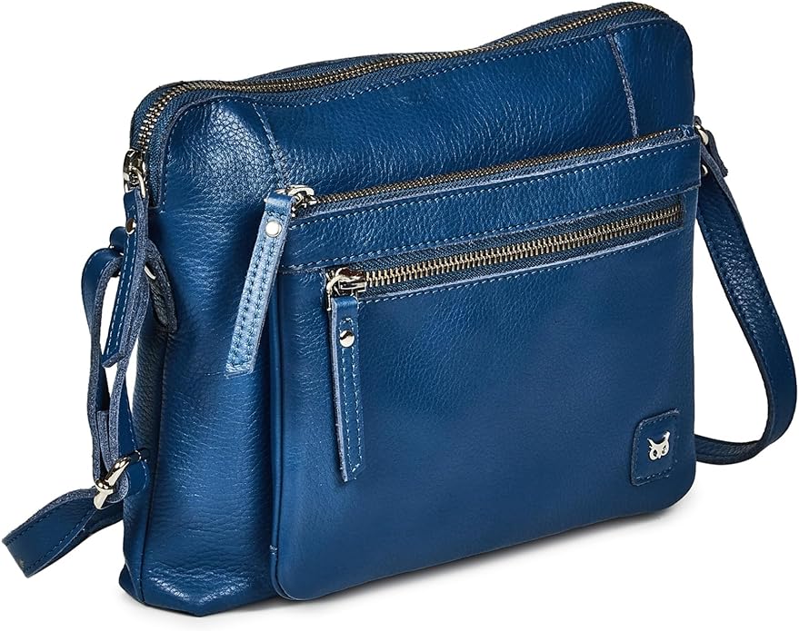 Wise Owl Accessories Small Soft Pebbled Real Leather Crossbody Handbags Purses Sling Crossover Shoulder Bag