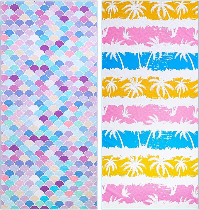 2 Pack Microfiber Beach Towel, Oversized Pool Towel 75”x 35”, Sand-Free Beach Towel, Quick Drying Camping Towel, Super Absorbent Bath Towel Blanket, Soft Breathable and Lightweight