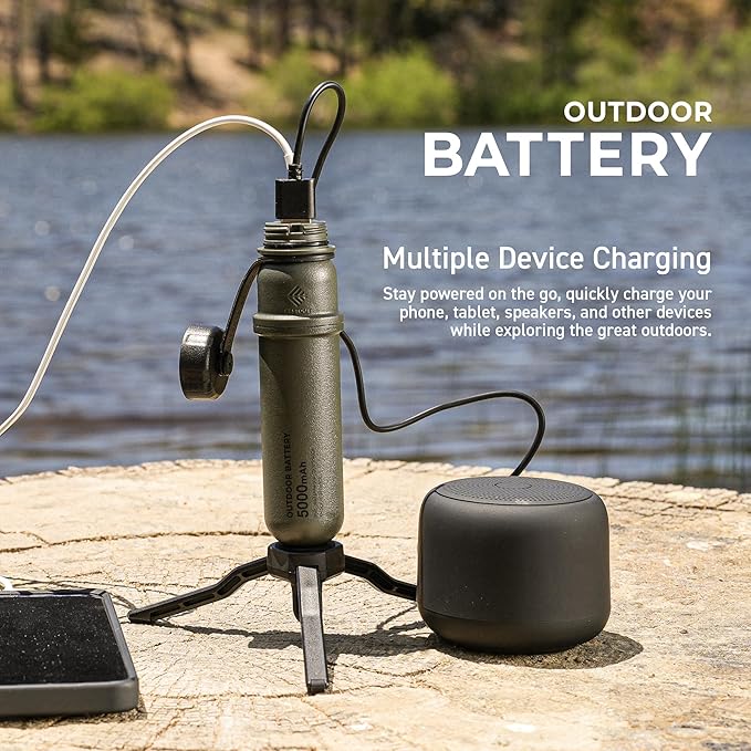 NESTOUT Portable Charger, 5000mAh Outdoor Battery Power Bank, 15W USB-C Fast Charging, Waterproof IP67, Durable Shockproof, Battery Pack for Phone Tablet Hiking Travel Camping (Gray Blue, 5000mAh)