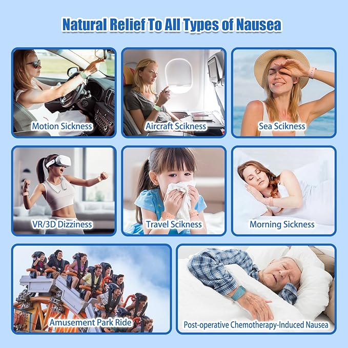 Hion Motion Sickness Bracelets Sea Sickness Wristbands for Motion Sickness/Morning Sickness/Pregnancy Nausea Anti Nausea Wristband Acupressure Nausea Bands Motion Sickness Bands（2Pairs-Black+Pink