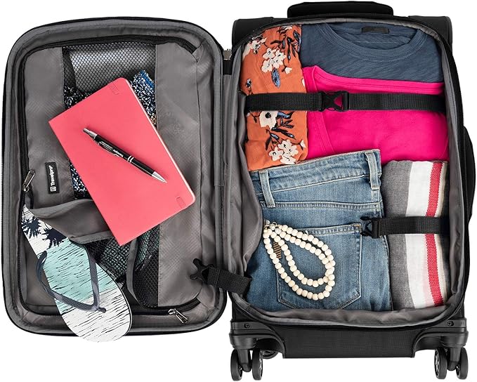Travelpro Tourlite Softside 2-Piece Set, Expandable Luggage with 4 Spinner Wheels, Lightweight Suitcase, 21" Carry-On, 25" Checked Medium, Black