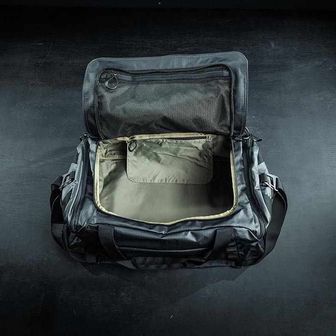 Eberlestock Hyllus Duffel Bag for Men - Durable, Water-Resistant, Small Men's Duffle Bag with Zipper Pockets, Ideal for Travel & Gym, Tactical Gear Bag, Hunting, Fishing, Camping - Black, 65L