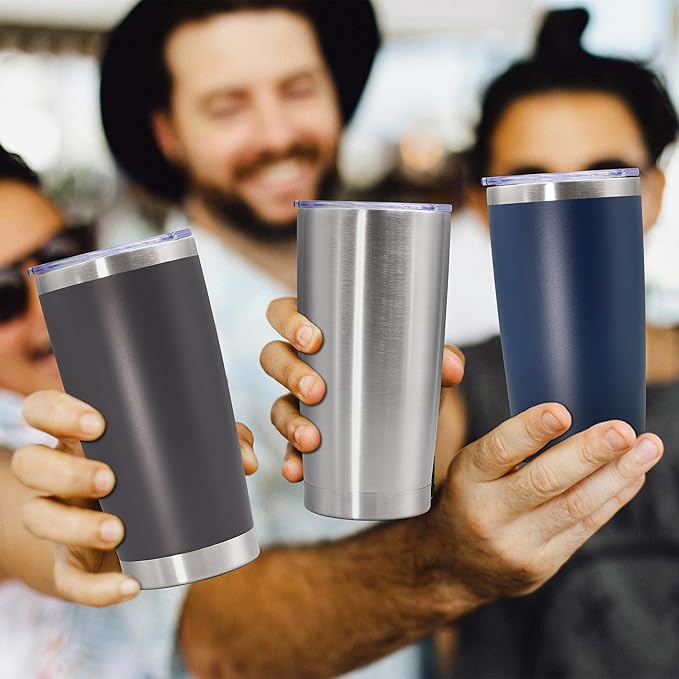 20oz Tumbler Bulk Stainless Steel Tumbler Cup with Lid Vacuum Insulated Double Wall Travel Mug, Durable Powder Coated Travel Coffee Tumbler Mug for Hot & Cold Drinks, Navy,12 Pack