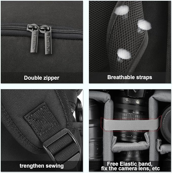 Cwatcun Camera Backpack Trolley Case Bag with Tripod Holder Anti-Theft Waterproof Camera Bag fits 15.6' Laptop for Canon Nikon Sony DSLR SLR Camera for Women Men Photographer