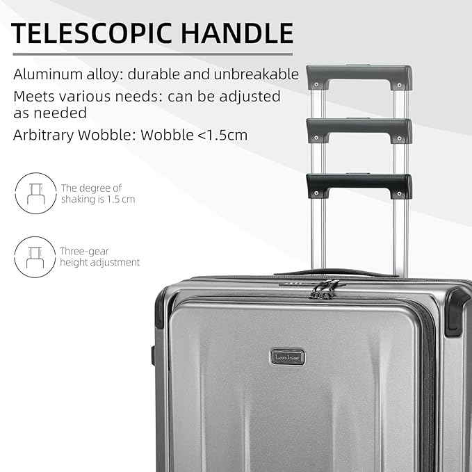 Carry On Luggage, 20 Inch Top Opening Aluminum Frame Lightweight Airline Approved ABS+PC Hard Shell Suitcases with Silent Wheels, TSA Lock, Front Pocket & Wet-dry Separated Six-piece Set