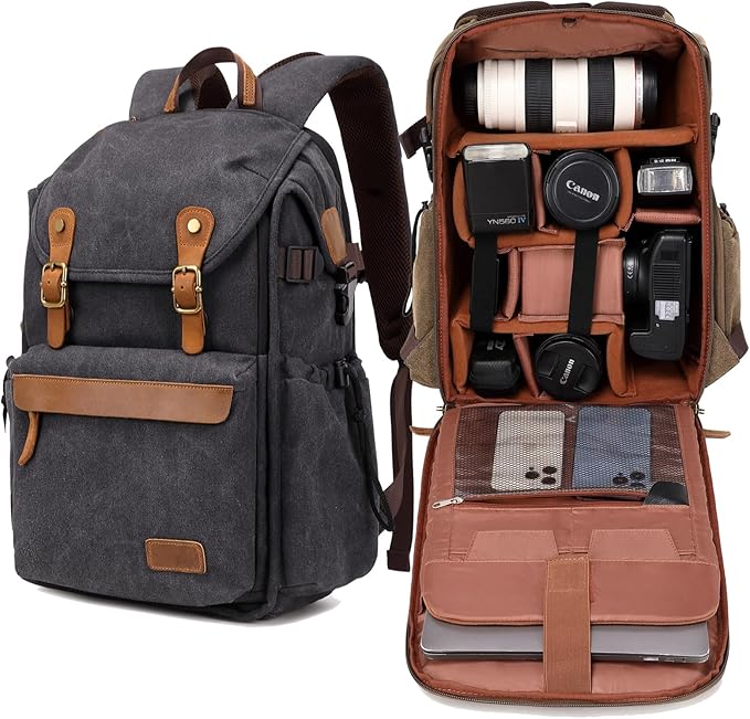 Camera Bag; Professional UAV Camera Backpack;Anti-Theft Camera Bag with Rain Cover; Large Capacity Photography Backpack（Coffee）, A3091