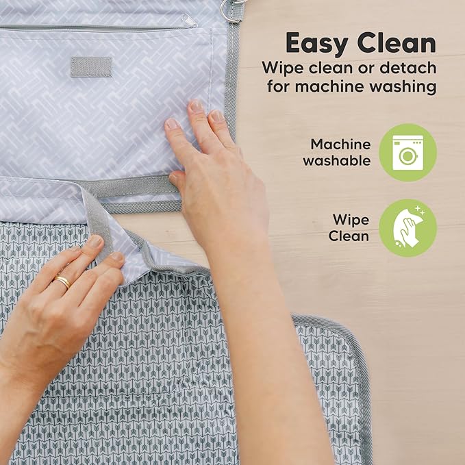 KeaBabies Portable Diaper Changing Pad - Large Waterproof Baby Changing Mat, Compact Travel Diaper Clutch, Functional Pockets Fit Newborn Essentials, Wipeable & Padded Baby Changer (Wild Patrol)