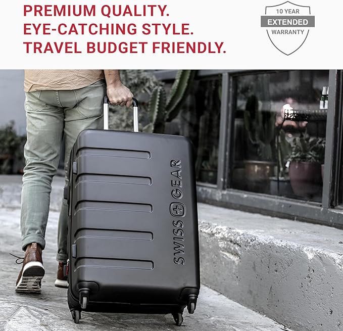 SwissGear 7366 Hardside Expandable Luggage with Spinner Wheels, Cobalt, Checked-Medium 23-Inch