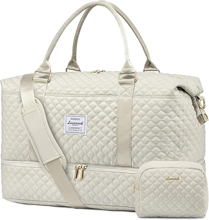LOVEVOOK Travel Duffle Bag,Weekender Bags for Women with Shoe Compartment，Carry on Overnight Bag with Toiletry Bag,Gym Duffel Bag with Wet Pocket, Hospital Bags for Labor and Delivery