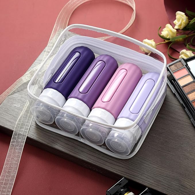 16 Pack Travel Bottles Set for Toiletries, Leakproof Travel Containers for Toiletries TSA Approved Silicone Travel Accessories Squeezable Refillable 3oz for Shampoo Conditioner Lotion