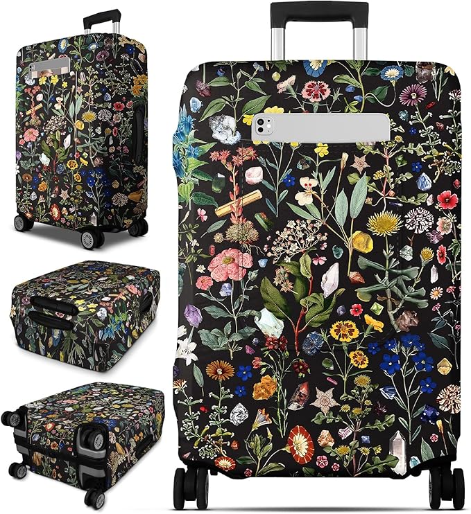 Slohif Luggage Cover for Suitcase Tsa Approved Protector - Luggage Sleeve Large Suit Case Cover Travel Stretch Baggage Case Protective Washable Fit 21-23 Inch Flower S