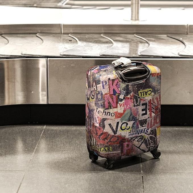 Explore Land Travel Luggage Cover Suitcase Protector Fits 27-30 Inch Case (Retro Pictorial, L)