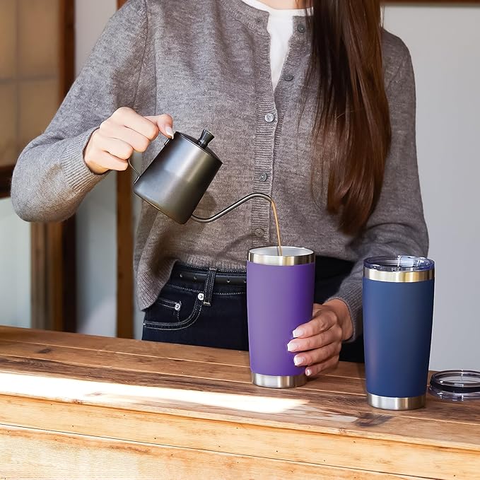 MEWAY 20oz Tumbler 12 Pack Double Wall Vacuum Insulated Travel Mug Bulk, Stainless Steel Tumblers with Lid and Straw, Durable Powder Coated Coffee Cups for Cold & Hot Drinks (Navy, 12)