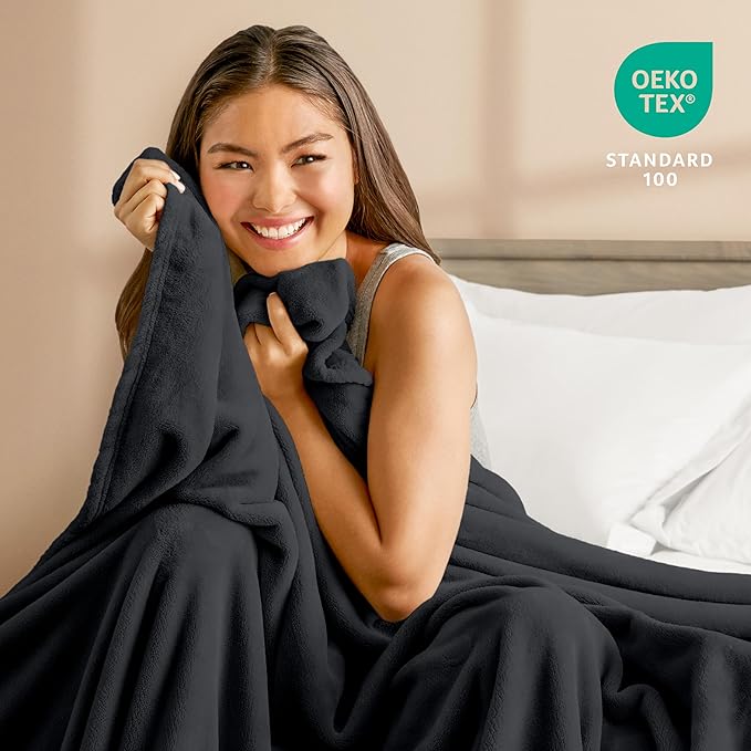 Bare Home Fleece Blanket - Throw/Travel - Ultra-Soft Lightweight for Bed, Sofa, and Couch - Luxury Microplush - Cozy Warm Blanket (Throw/Travel, Black)