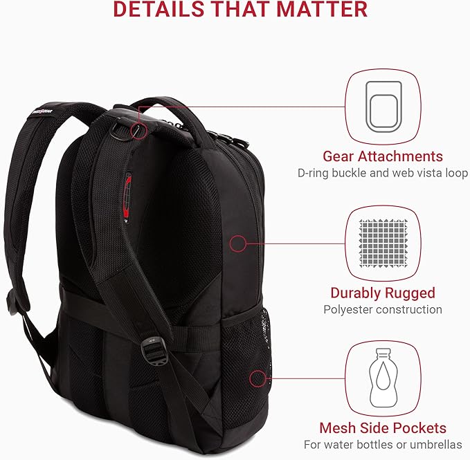SwissGear Cecil 5505 Laptop Backpack, Black, 18-Inch