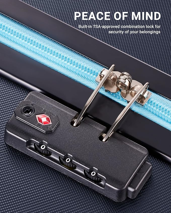 Luggage Sets 3 Piece Hardside Suitcase with Double Spinner Wheels Durable Lightweight Shell with Tsa Lock (20/24/28in) Blue