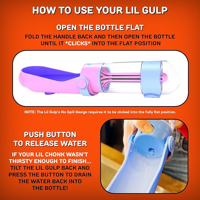 Lil Gulp Dog Water Bottle | Advanced Carbon Filtration for Safe Filtered Water on The Go | BPA-Free Leak-Proof Portable Dog Travel Water Bottle with Retractable Water Spout, 15 Fl oz - Power Punch
