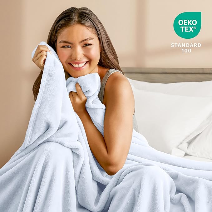 Bare Home Fleece Blanket - Twin/Twin Extra Long - Ultra-Soft Lightweight for Bed, Sofa, and Couch - Luxury Microplush - Cozy Warm Blanket (Twin/Twin XL, Blue Mist)