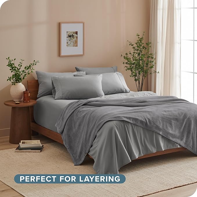Bare Home Fleece Blanket - Kid Size - Ultra-Soft Lightweight for Bed, Sofa, and Couch - Luxury Microplush - Cozy Warm Blanket (Kid, Grey)
