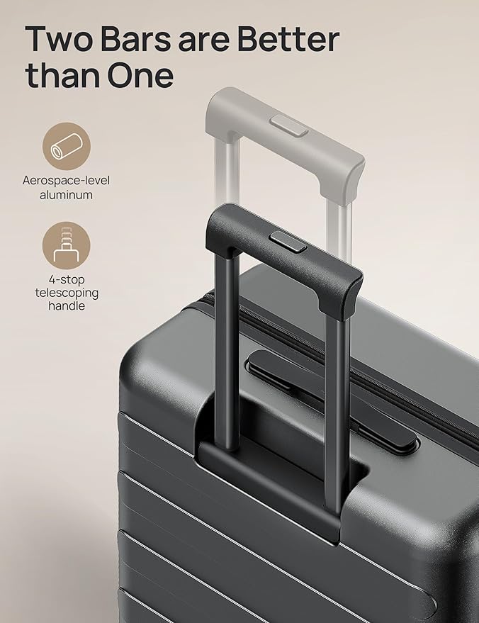 Carry on Luggage 22 X 14 X 9 Airline Approved, 20 Inch Luggage for 3-5 Days Travel, Double Spinner Wheels, 100% Hardshell PC, TSA Lock (00-Black (Expandable), Checked 28-Inch)