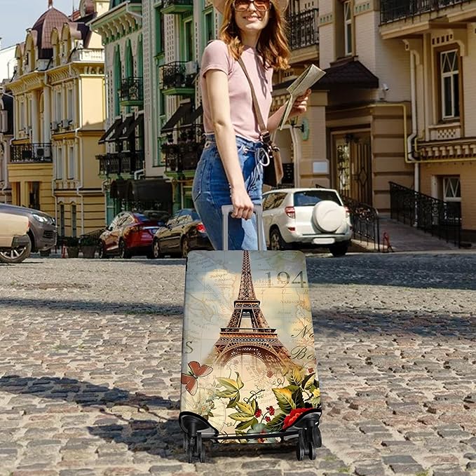Travel Luggage Cover Suitcase Protector Fits 18-32 Inch Wheel Covers PatternedTravel Related Items Flower Luggage Protector Elastic L