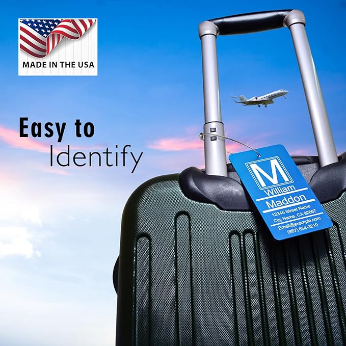 Luggage Tags for Suitcase - Personalized Engraved Metal Tag for Cruise Travel - Pink Custom Name Tags Suitable for Bags and Backpack No Underline (2x3.5 inch)