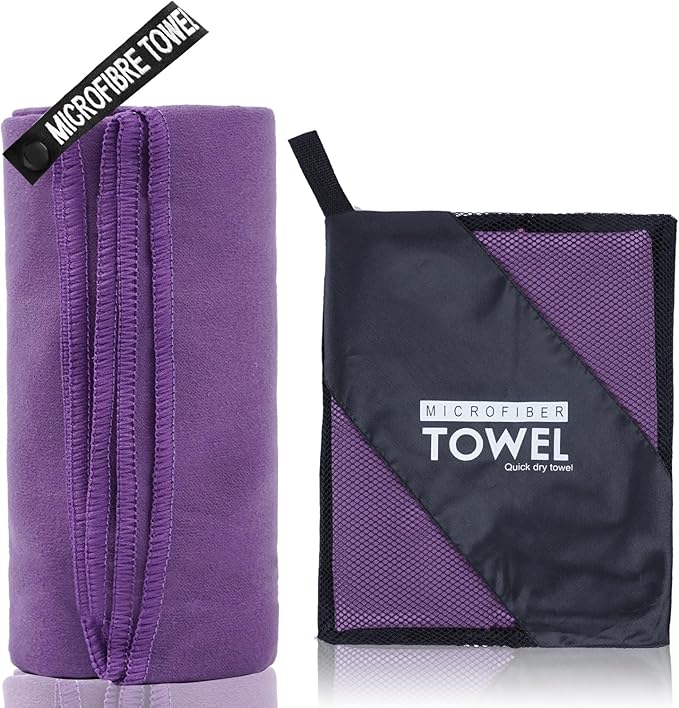 Microfiber Travel Towel, Soft Lightweight Quick Dry Towel, Super Absorbent Compact Travel & Sports & Beach Towels for Camping, Backpack, Gym, Swimming, Yoga, Hiking (L:24"×48" -Deep Purple)