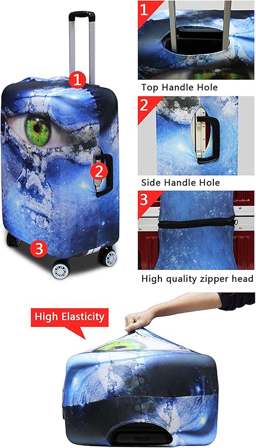 Travel Luggage Cover Anti-scratch Baggage Suitcase Protector Fits 22-25 Inch Luggage, Purple Crystal Butterfly