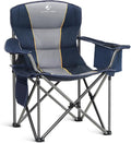 ALPHA CAMP Oversized Camping Chair Heavy Duty Lawn Chair with Cooler Bag Support 450 LBS Steel Frame Collapsible Padded Arm Quad Lumbar Back Folding Chair for Lawn Outdoor