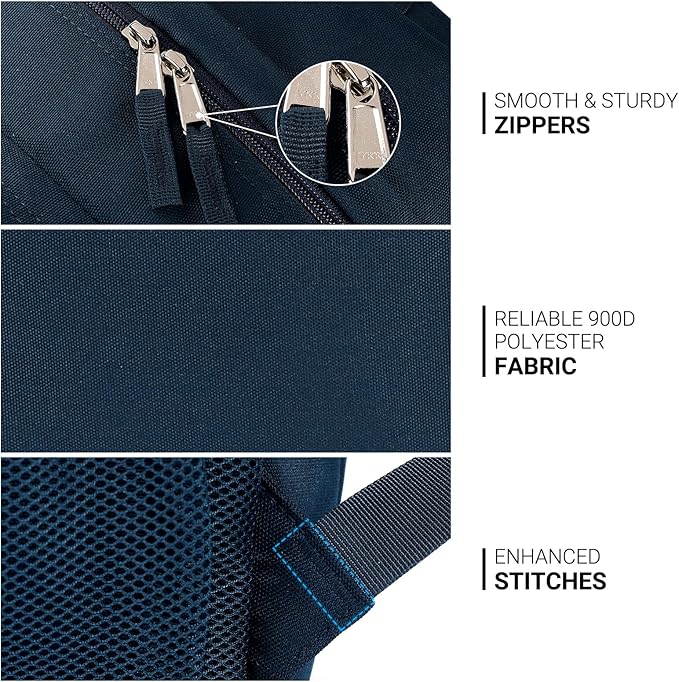 ZORFIN 36L Backpack for College, and Travel: Water Resistant Bookbag - Steel blue