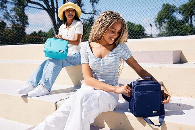 PackIt Freezable Classic Lunch Box, Checked Out, Built with EcoFreeze Technology, Collapsible, Reusable, Zip Closure With Zip Front Pocket and Buckle Handle, Perfect for School Lunches