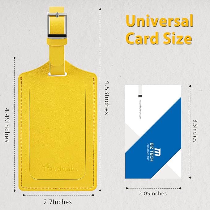 Travelambo Luggage Tags for Suitcases Faux Leather Privacy Protection 12 Pack Bag Tags Travel Accessories Essential, Energetic Yellow
