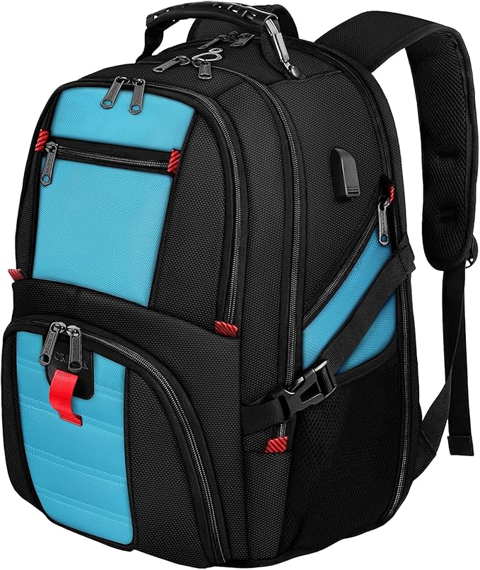 YOREPEK Travel Backpack, Extra Large 50L Laptop Backpacks for Men Women, Water Resistant College Student Bookbag Airline Approved Business Work Bag with USB Charging Port Fits 17 Inch Computer, Blue
