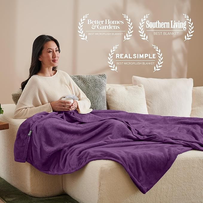 Bare Home Fleece Blanket - Twin/Twin Extra Long - Ultra-Soft Lightweight for Bed, Sofa, and Couch - Luxury Microplush - Cozy Warm Blanket (Twin/Twin XL, Plum)