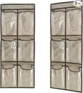 2 Packs Over The Door Hanging Closet Shoes Holder Organizer Shoe Storage Shoe Rack with 6 Pockets (Clear PVC Pockets)