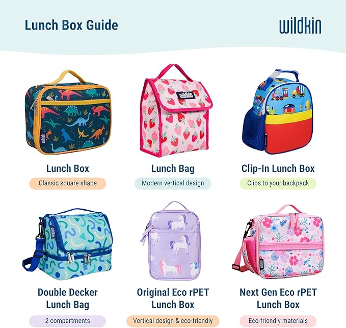 Wildkin Kids Insulated Lunch Box – Durable and Reusable for School & Travel - Clear w/Pink Trim
