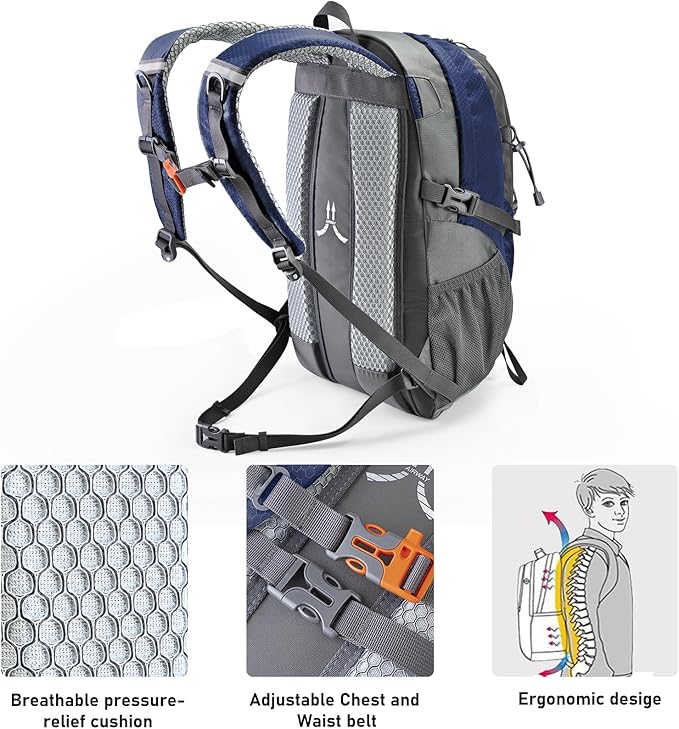 N NEVO RHINO Hiking Backpack 20L Water Resistant Outdoor Day Pack,Lightweight Travel Small Backpack for Men Women