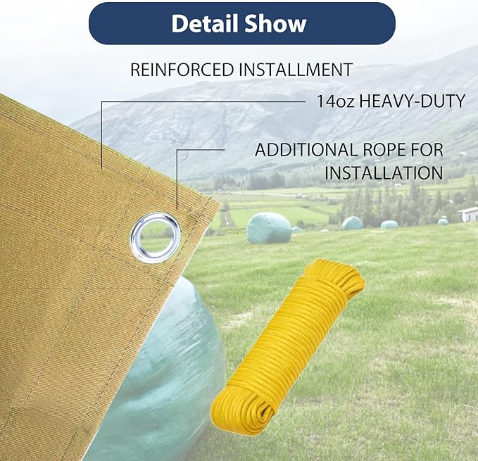 20’x20’ Canvas Tarp Heavy Duty Water Resistant Tarpaulins with Aluminum Grommets,UV Resistant, 22Mil Multipurpose Drop Cloth, 14oz Cover Sheet for Outdoor and Indoor Use with Ropes Yellow