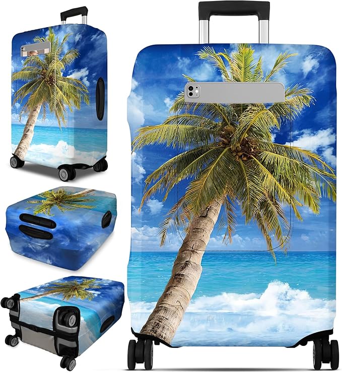 Slohif Luggage Cover for Suitcase Tsa Approved Protector - Luggage Sleeve Large Suit Case Cover Travel Stretch Baggage Case Protective Washable Fit 21-23 Inch Hawaii S