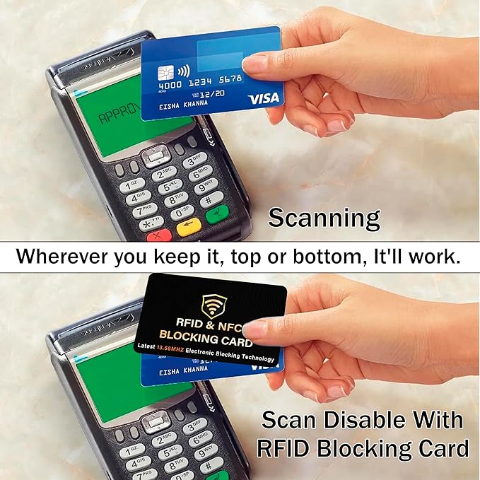 SaiTech IT 5 Pack RFID Blocking Card, One Card Protects Entire Wallet Purse, NFC Contactless Bank Debit Credit Card Protector ID ATM Guard Card Blocker–(Black)