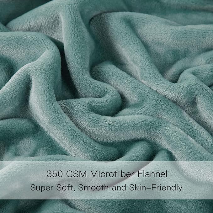 Surii Home Luxury Microfiber Flannel Blanket, Super Soft, Warm, Cozy, Fluffy, and Breathable, Perfect Throws for Bed, Couch, Sofa, for All Season Use. 350GSM Twin Size 60x80 Inches(Turquoise Blue)